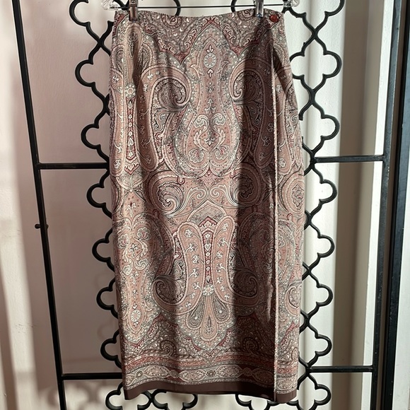 VTG Silk Paisley Wrap Maxi Skirt by Charter Club - Picture 2 of 7